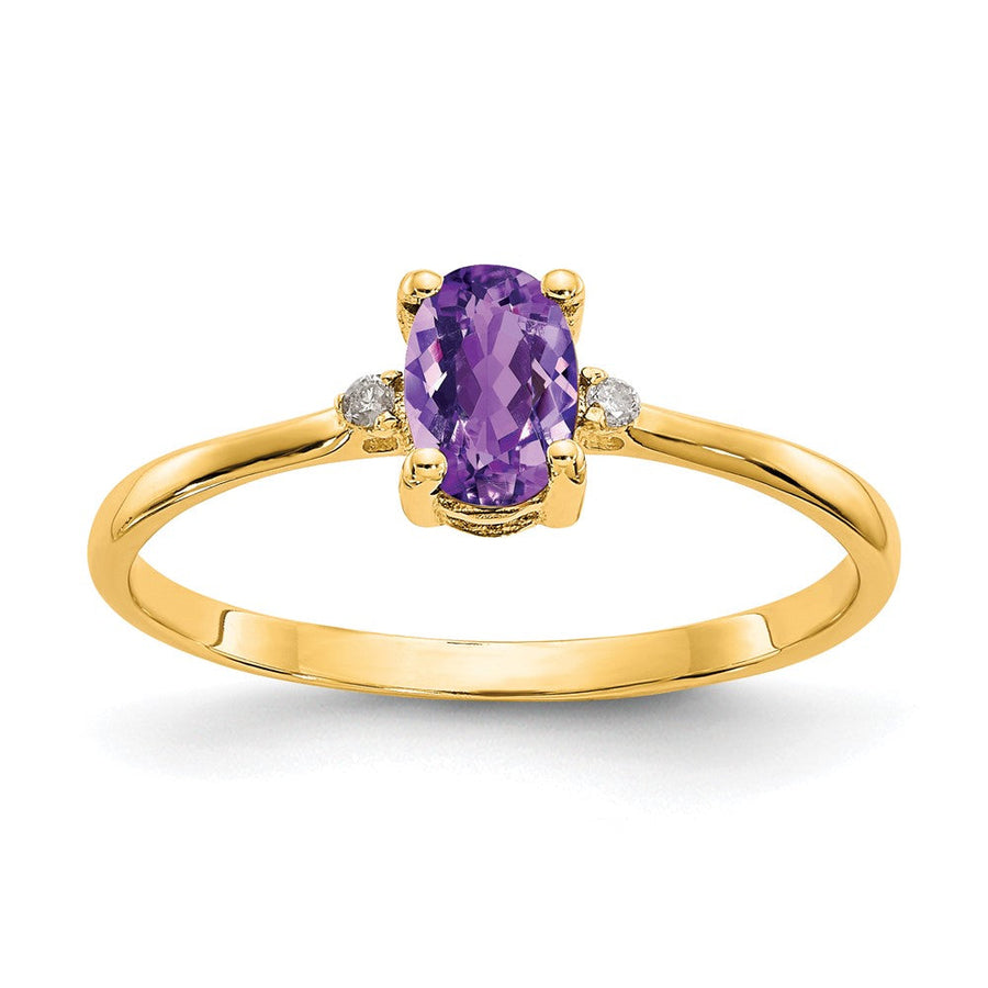 Anillo de Amatista y Diamantes en Oro de 14k (Piedra de Nacimiento de Febrero)