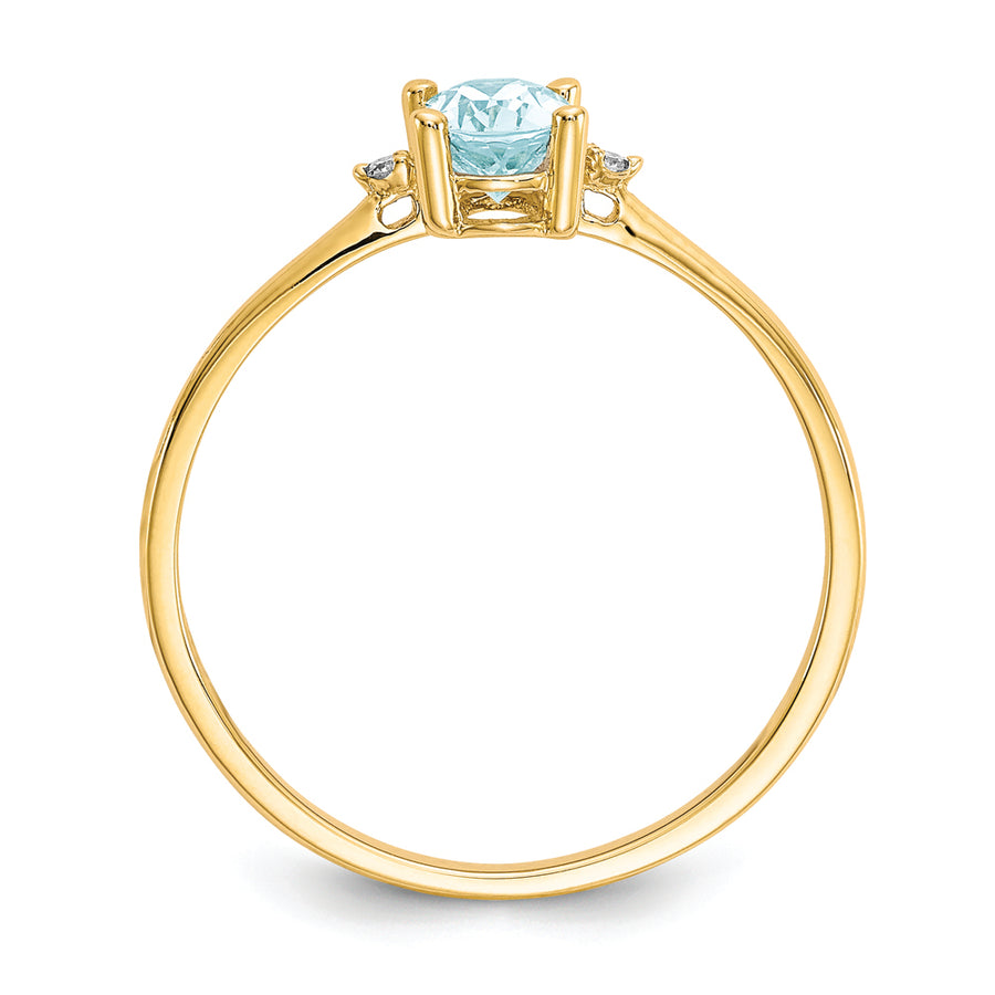 Anillo de Nacimiento con Diamantes y Aguamarina en Oro