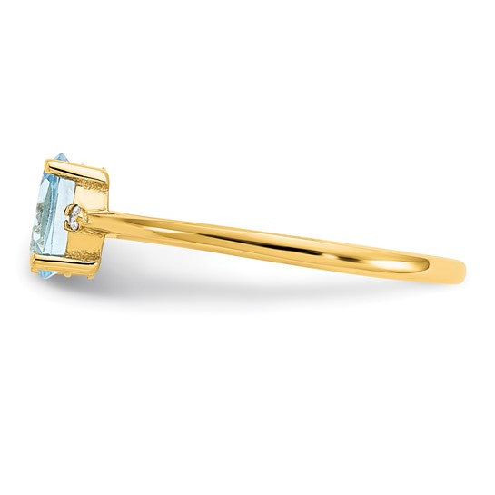 Anillo de Nacimiento con Diamantes y Aguamarina en Oro