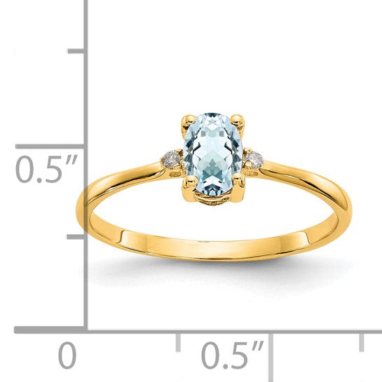 Anillo de Nacimiento con Diamantes y Aguamarina en Oro