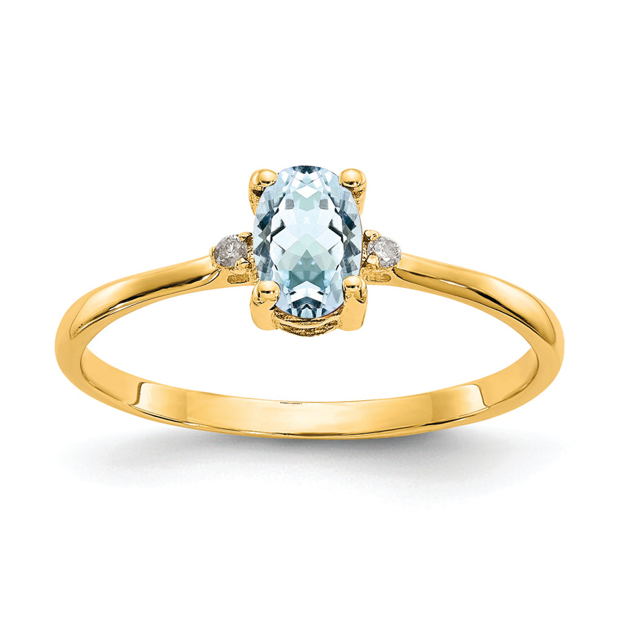 Anillo de Nacimiento con Diamantes y Aguamarina en Oro