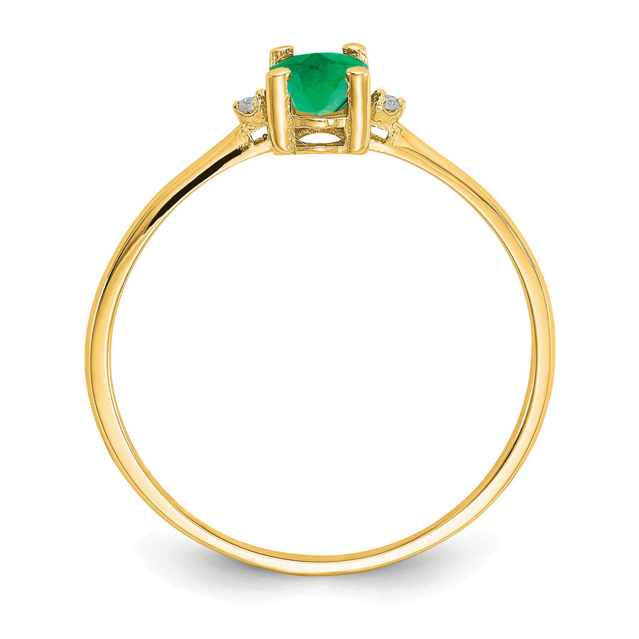 Anillo de Oro de 14k con Diamante y Esmeralda (Piedra de Nacimiento de Mayo)
