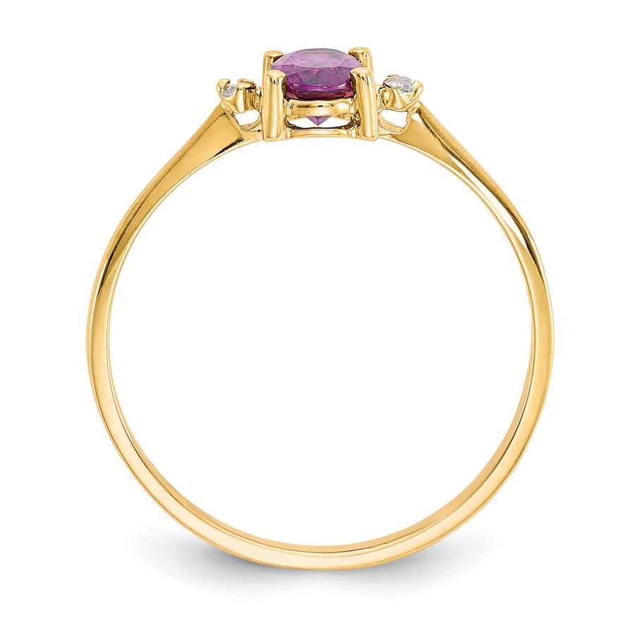 Anillo de Oro de 14k con Diamante y Granate Rodolita - Piedra de Nacimiento