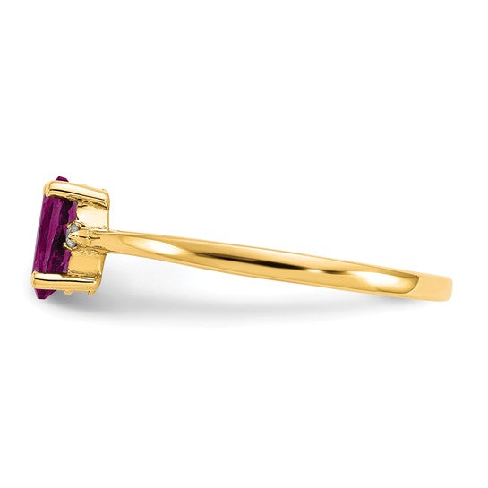 Anillo de Oro de 14k con Diamante y Granate Rodolita - Piedra de Nacimiento