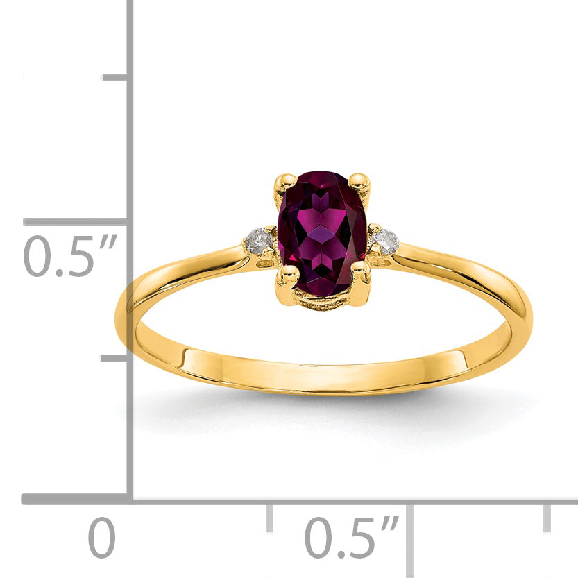 Anillo de Oro de 14k con Diamante y Granate Rodolita - Piedra de Nacimiento