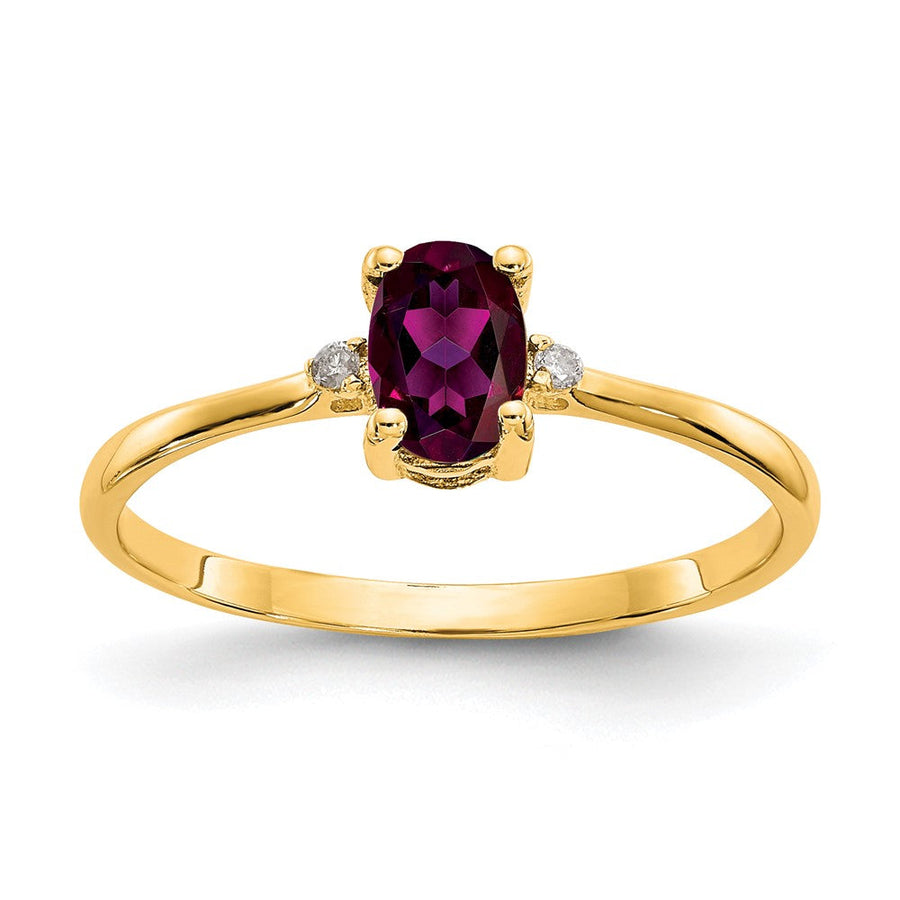 Anillo de Oro de 14k con Diamante y Granate Rodolita - Piedra de Nacimiento