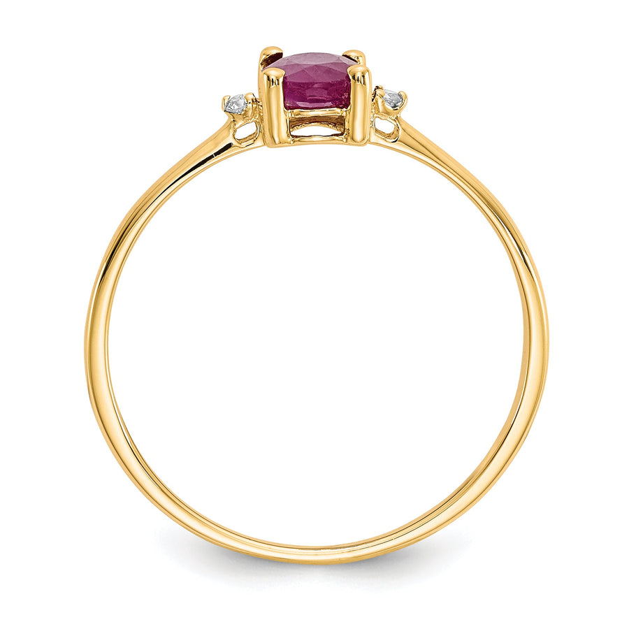 Anillo de Rubí y Diamante de Piedra de Nacimiento en Oro de 14k