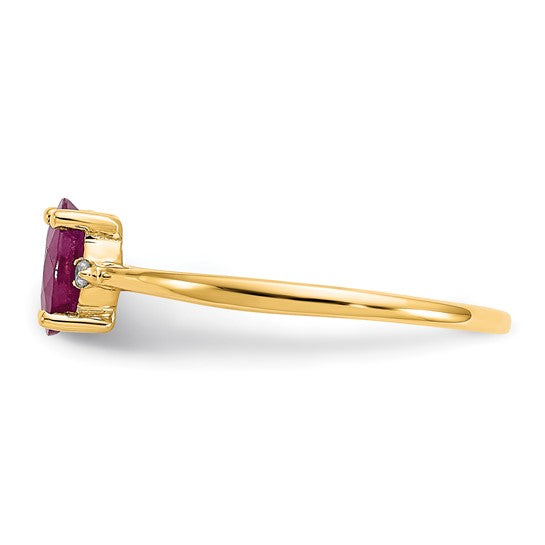 Anillo de Rubí y Diamante de Piedra de Nacimiento en Oro de 14k