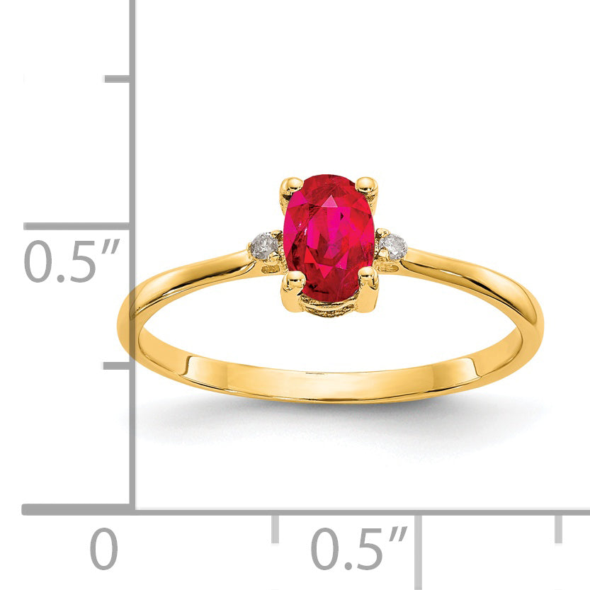 Anillo de Rubí y Diamante de Piedra de Nacimiento en Oro de 14k