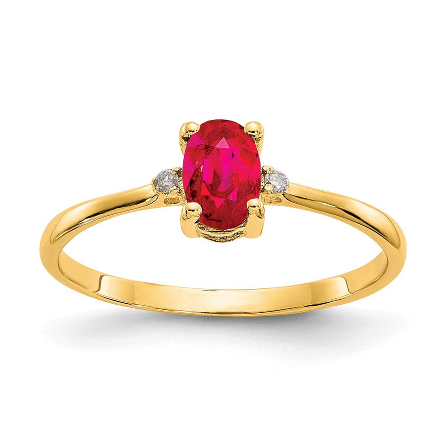 Anillo de Rubí y Diamante de Piedra de Nacimiento en Oro de 14k