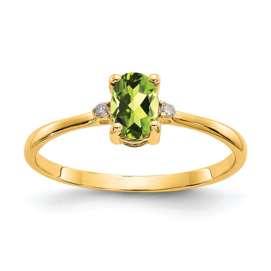 Anillo de Peridoto y Diamante en Oro de 14k