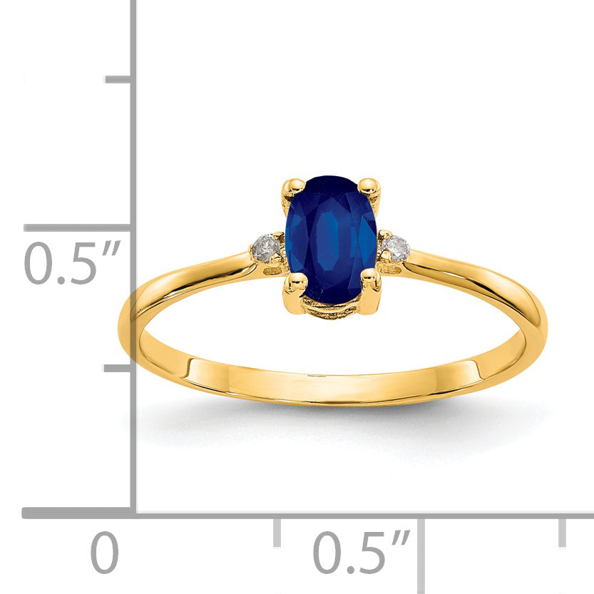 Anillo con Zafiro y Diamantes en Oro de 14k