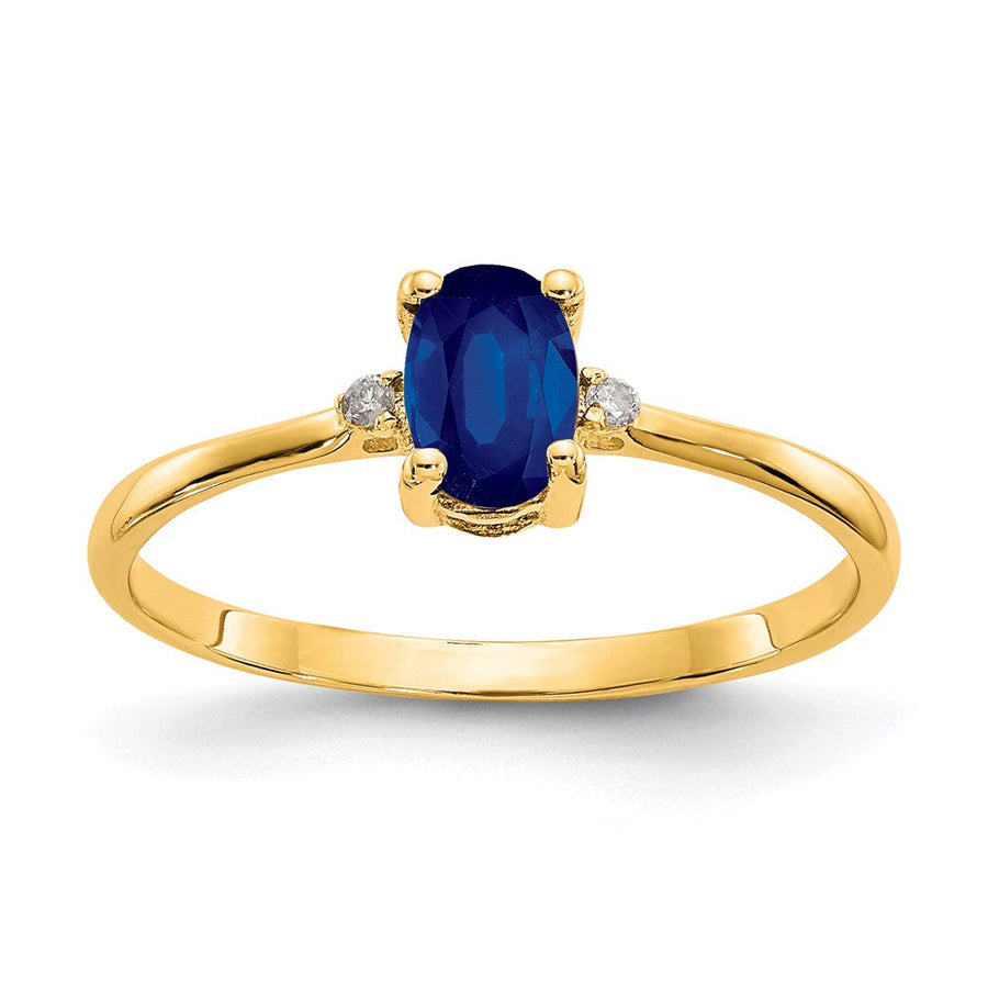 Anillo con Zafiro y Diamantes en Oro de 14k
