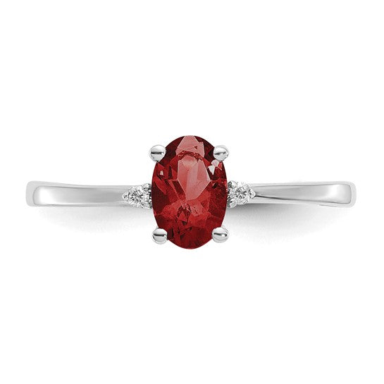 Anillo de Piedra de Nacimiento con Diamante y Granate en Oro de 14k