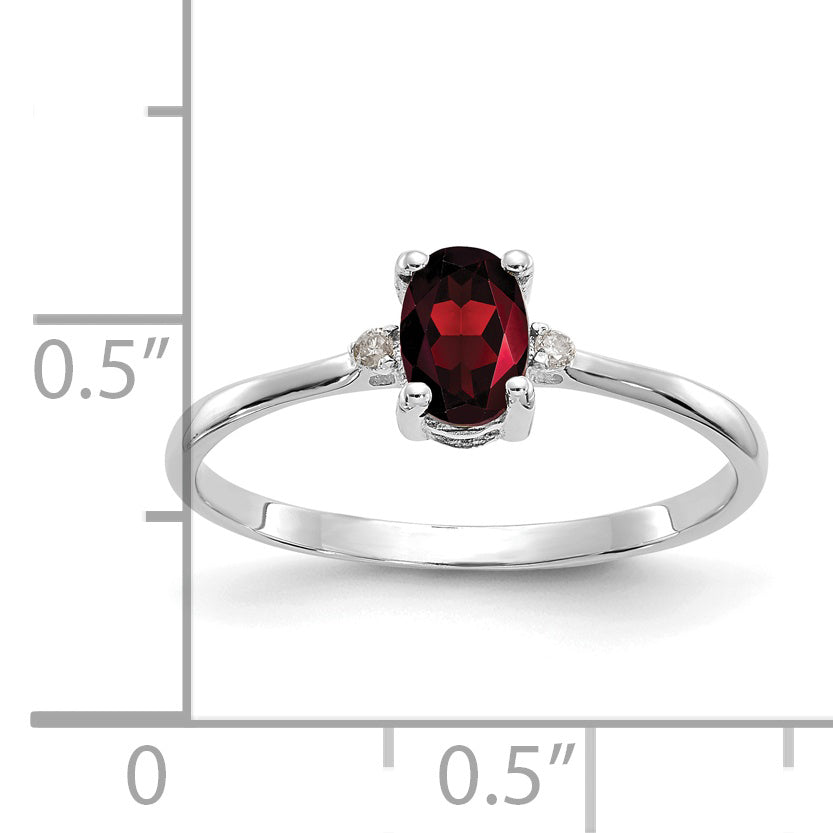 Anillo de Piedra de Nacimiento con Diamante y Granate en Oro de 14k