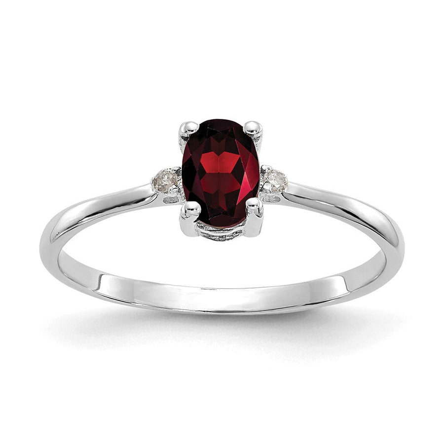 Anillo de Piedra de Nacimiento con Diamante y Granate en Oro de 14k