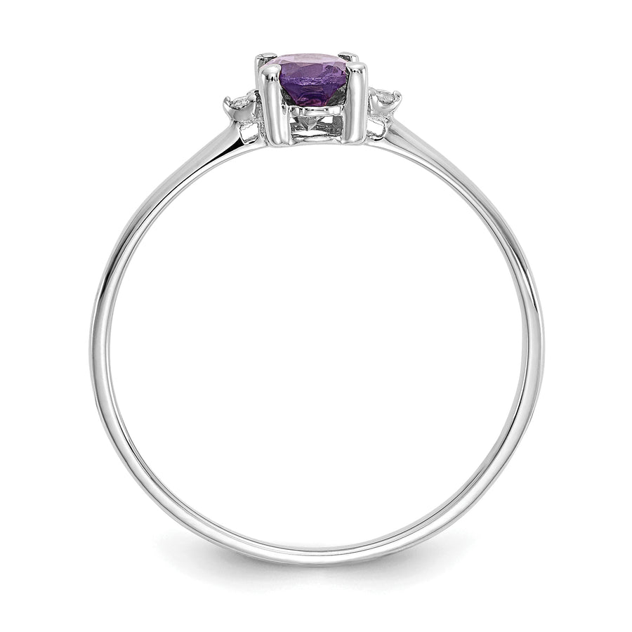 Anillo de Amatista y Diamantes en Oro de 14k (Piedra de Nacimiento de Febrero)