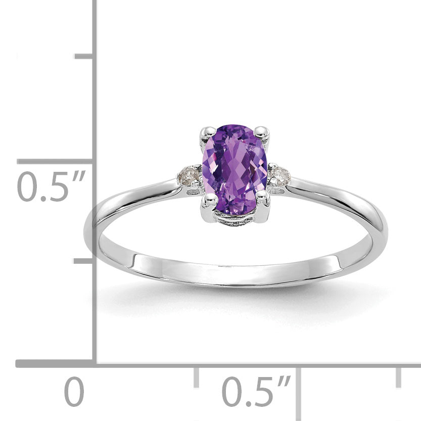 Anillo de Amatista y Diamantes en Oro de 14k (Piedra de Nacimiento de Febrero)