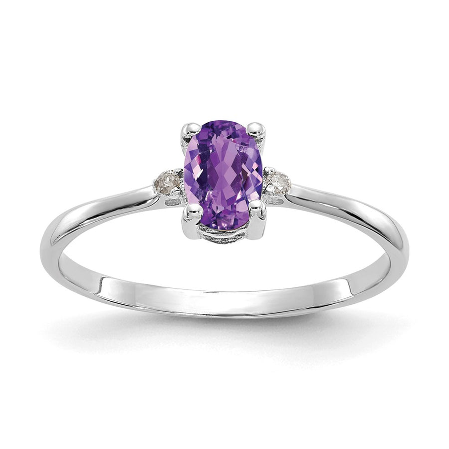 Anillo de Amatista y Diamantes en Oro de 14k (Piedra de Nacimiento de Febrero)