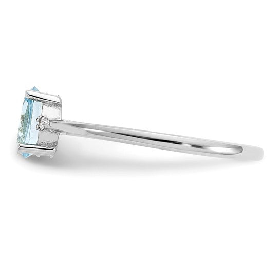 Anillo de Nacimiento con Diamantes y Aguamarina en Oro