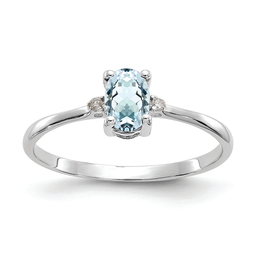 Anillo de Nacimiento con Diamantes y Aguamarina en Oro