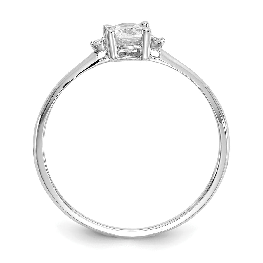 Anillo de Oro de 14k con Diamantes y Topacio Blanco (Piedra de Nacimiento)