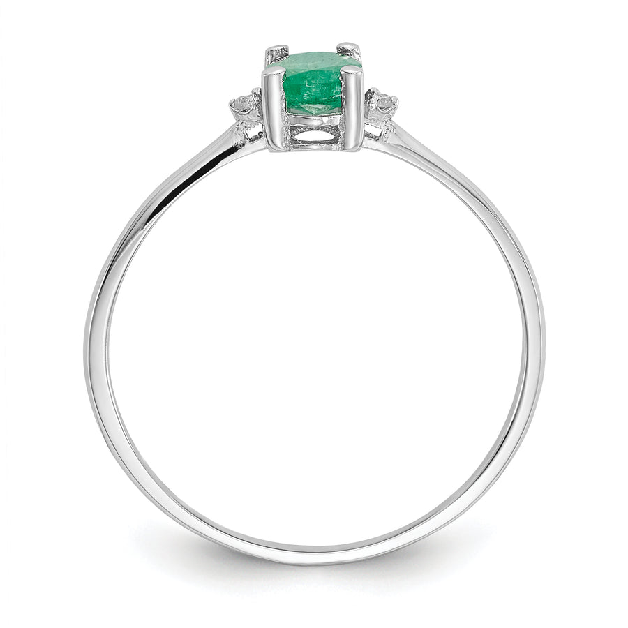 Anillo de Oro de 14k con Diamante y Esmeralda (Piedra de Nacimiento de Mayo)