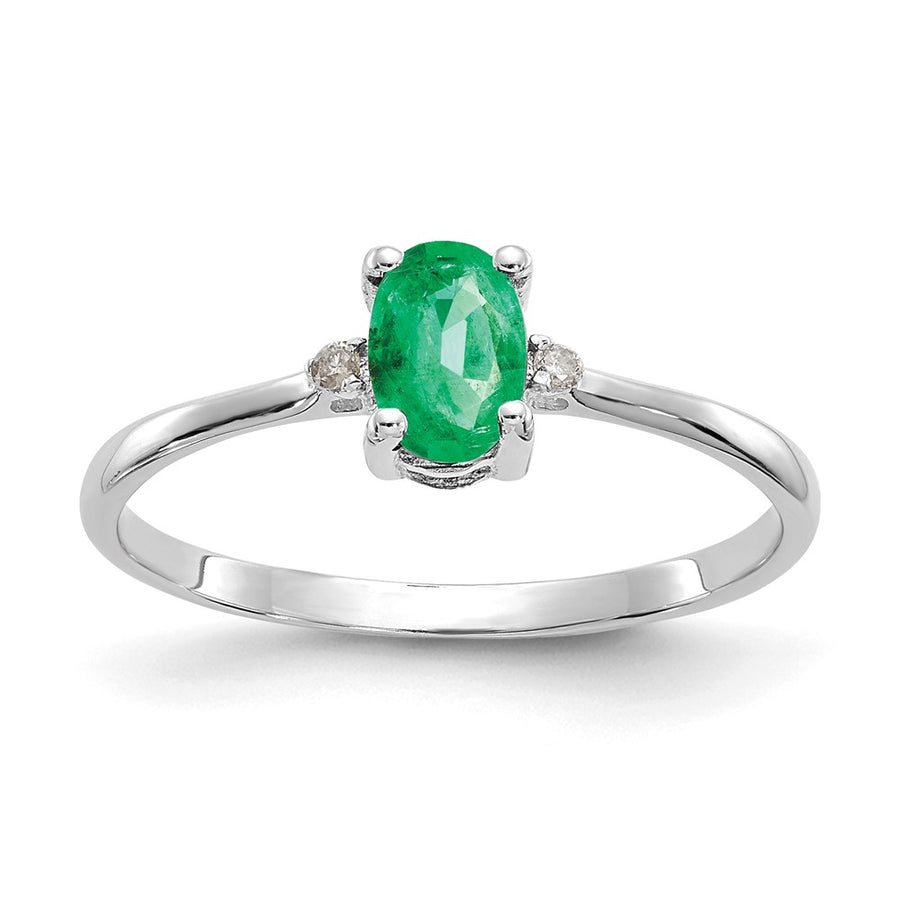 Anillo de Oro de 14k con Diamante y Esmeralda (Piedra de Nacimiento de Mayo)