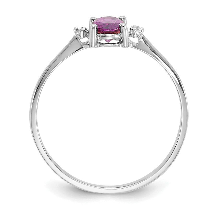 Anillo de Oro de 14k con Diamante y Granate Rodolita - Piedra de Nacimiento