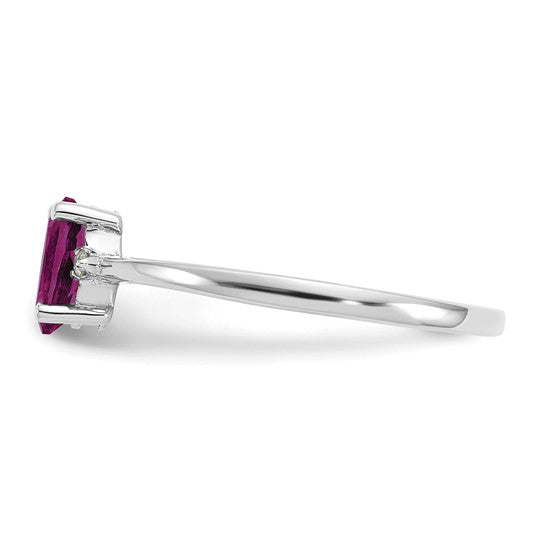 Anillo de Oro de 14k con Diamante y Granate Rodolita - Piedra de Nacimiento