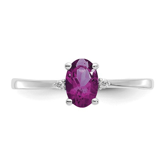 Anillo de Oro de 14k con Diamante y Granate Rodolita - Piedra de Nacimiento