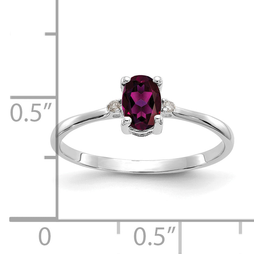 Anillo de Oro de 14k con Diamante y Granate Rodolita - Piedra de Nacimiento