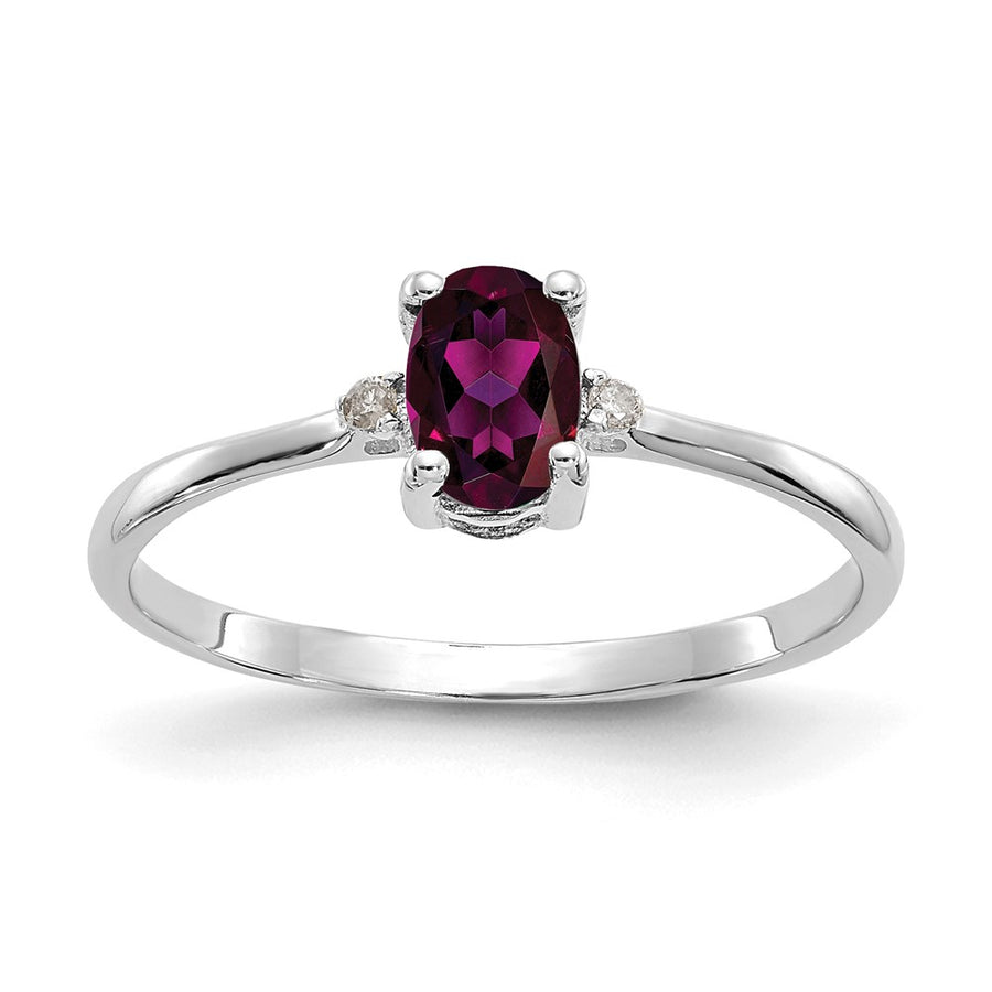 Anillo de Oro de 14k con Diamante y Granate Rodolita - Piedra de Nacimiento