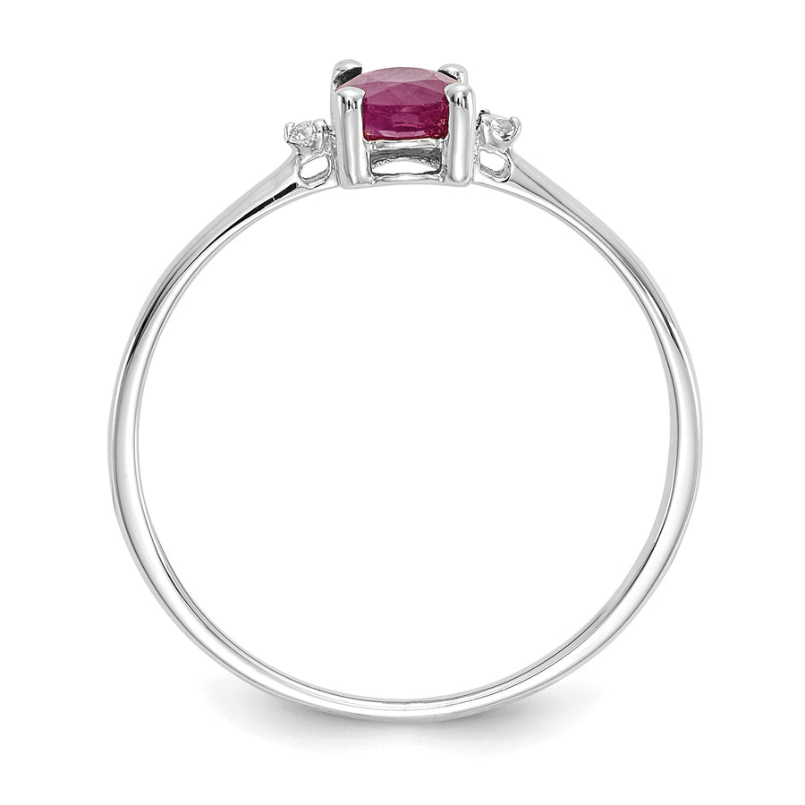 Anillo de Rubí y Diamante de Piedra de Nacimiento en Oro de 14k