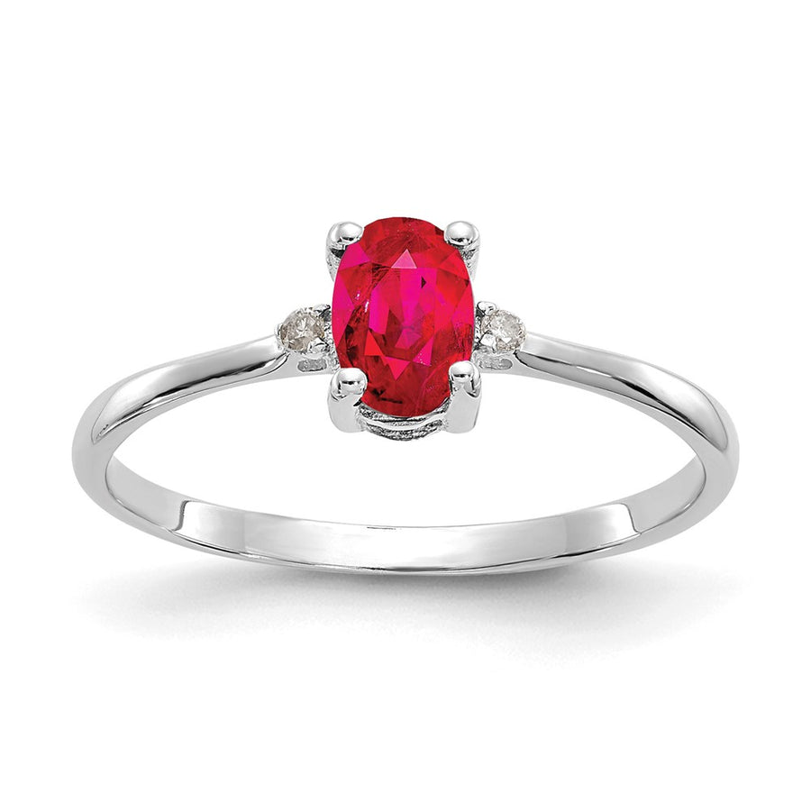 Anillo de Rubí y Diamante de Piedra de Nacimiento en Oro de 14k