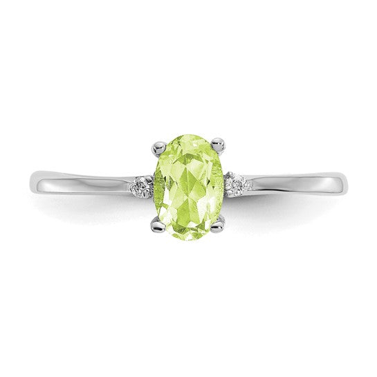 Anillo de Peridoto y Diamante en Oro de 14k