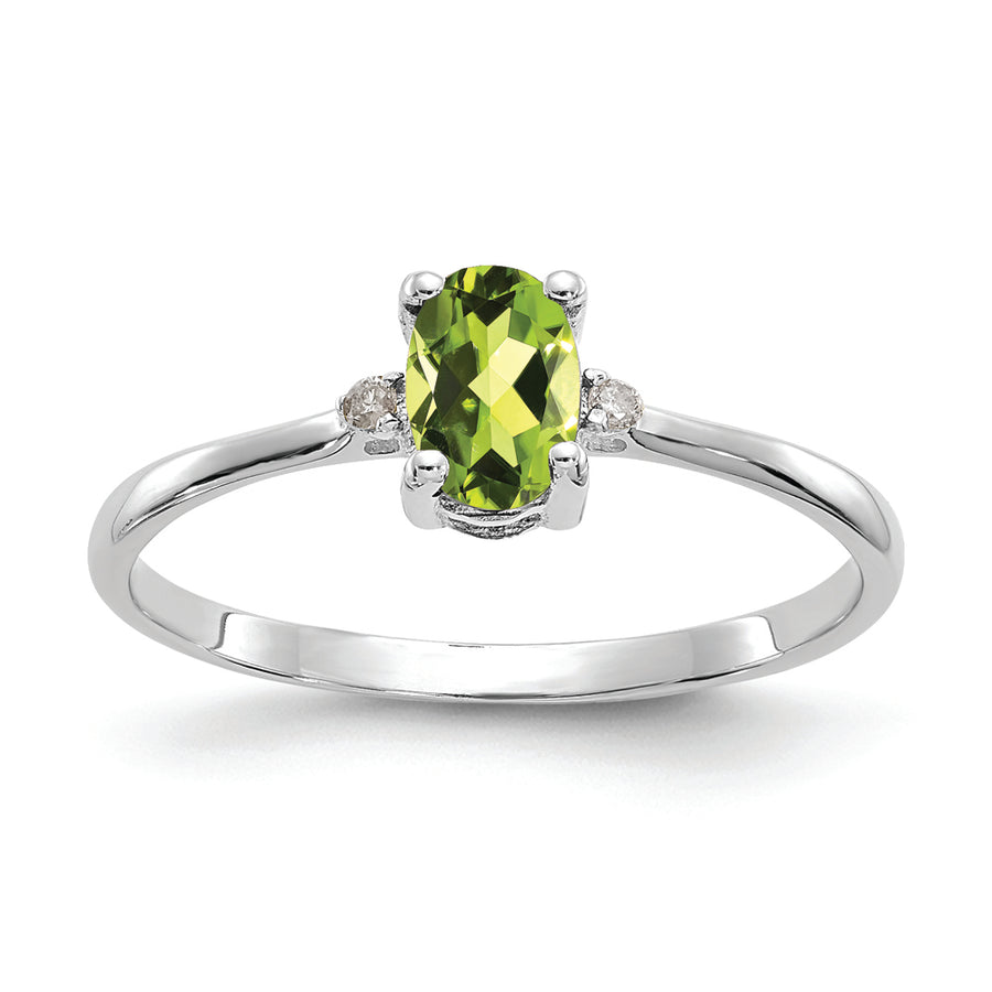 Anillo de Peridoto y Diamante en Oro de 14k