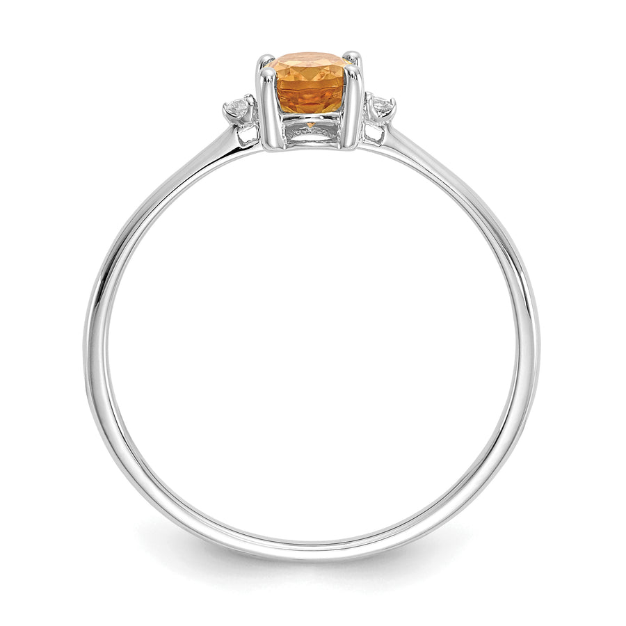 Anillo de Diamante y Citrino con Piedra de Nacimiento en Oro de 14k