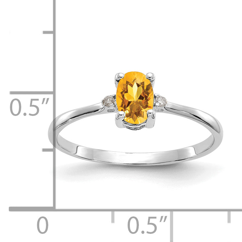 Anillo de Diamante y Citrino con Piedra de Nacimiento en Oro de 14k