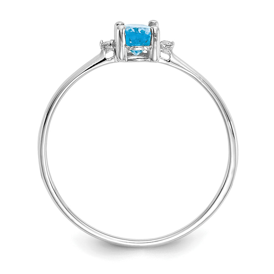 Anillo de Oro de 14k con Diamante y Topacio Azul (Piedra de Nacimiento)