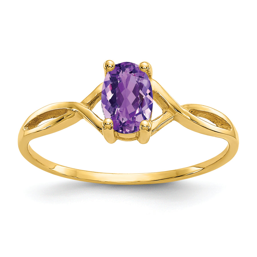 Anillo de Amatista en Oro de 14k (Piedra de Nacimiento de Febrero)
