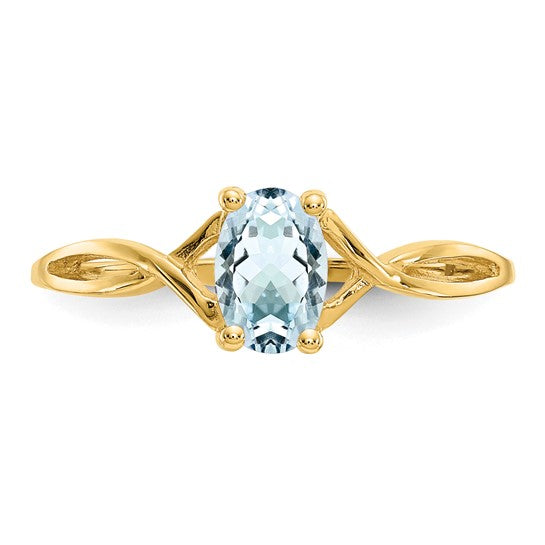Anillo de Nacimiento en Oro de 14k con Aguamarina