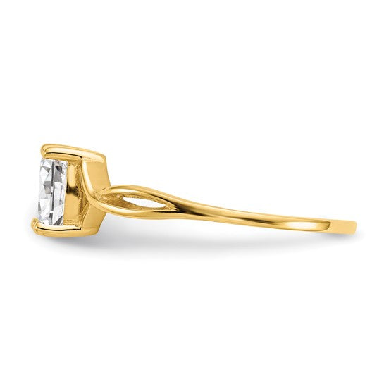 Anillo de Oro de 14k con Topacio Blanco (Piedra de Nacimiento)
