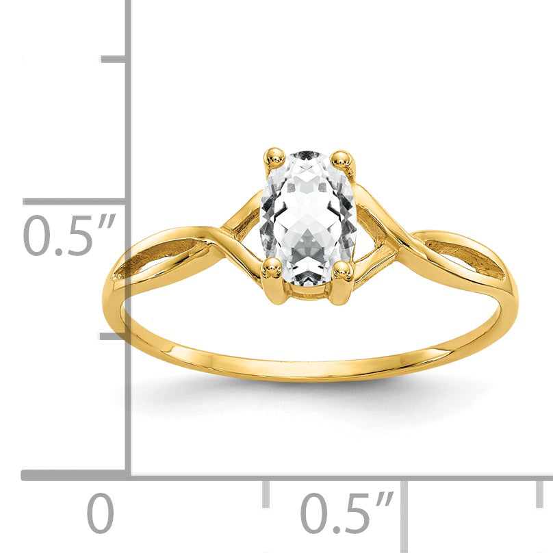Anillo de Oro de 14k con Topacio Blanco (Piedra de Nacimiento)