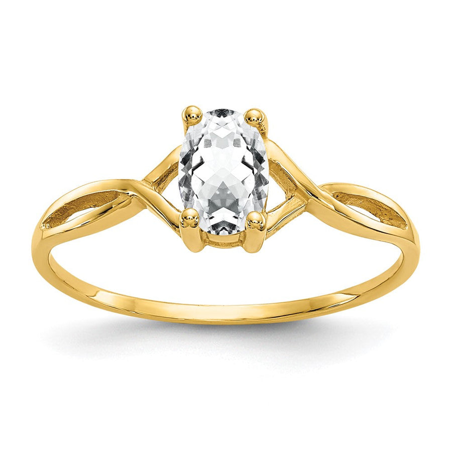 Anillo de Oro de 14k con Topacio Blanco (Piedra de Nacimiento)
