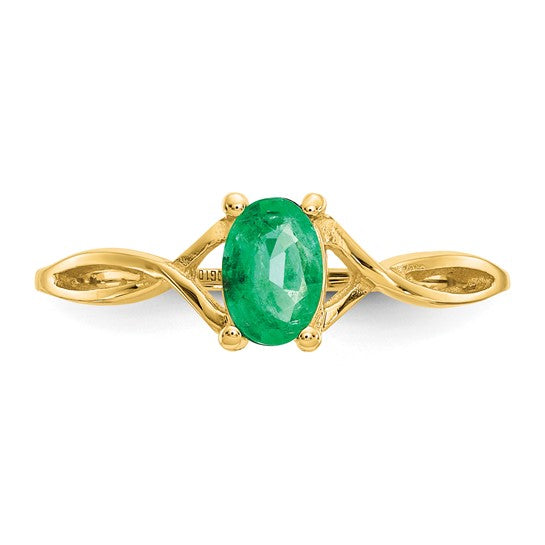 Anillo de Oro de 14k con Esmeralda (Piedra de Nacimiento de Mayo)