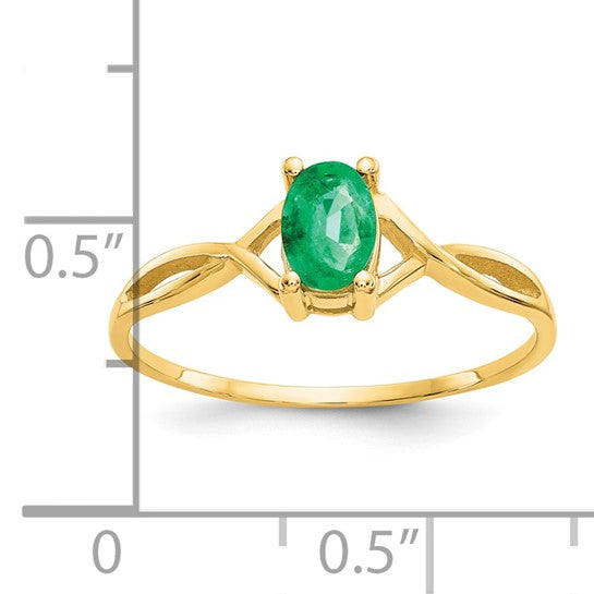 Anillo de Oro de 14k con Esmeralda (Piedra de Nacimiento de Mayo)