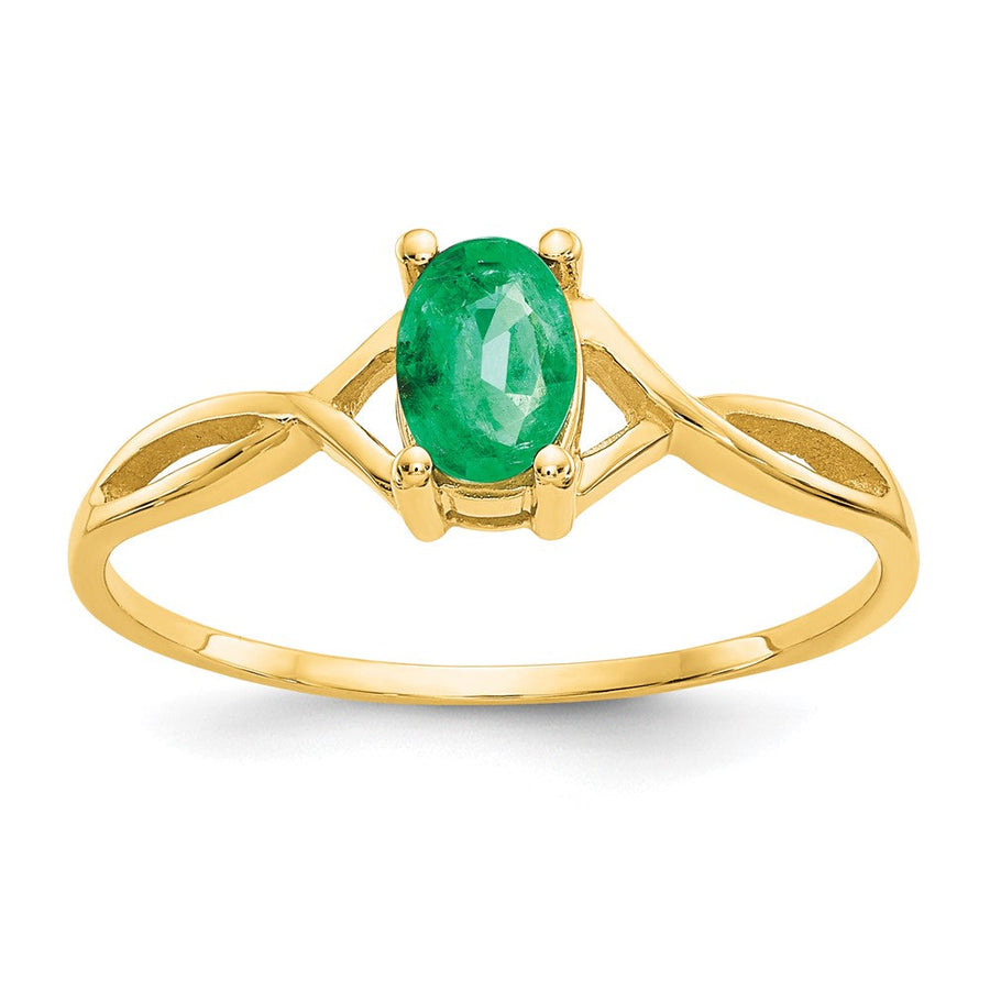 Anillo de Oro de 14k con Esmeralda (Piedra de Nacimiento de Mayo)