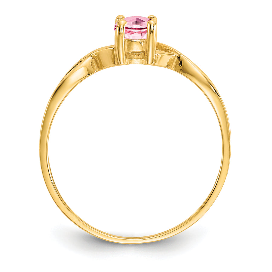 Anillo de Oro de 14k con Piedra de Nacimiento de Turmalina Rosa