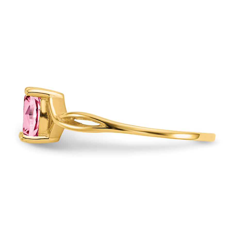 Anillo de Oro de 14k con Piedra de Nacimiento de Turmalina Rosa